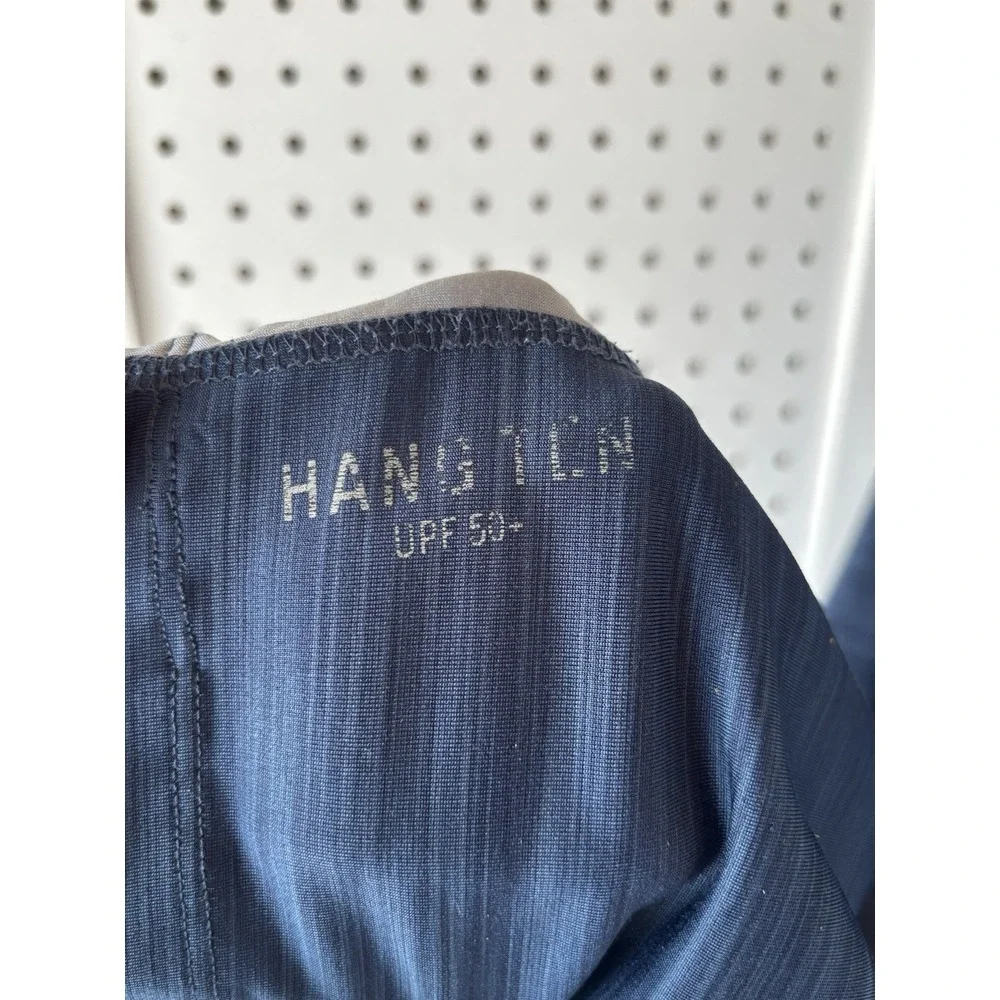 Hang Ten Long Sleeve Shirt UPF 50+ Men's Size L Back Zipper‎ Surfing Biking Blue